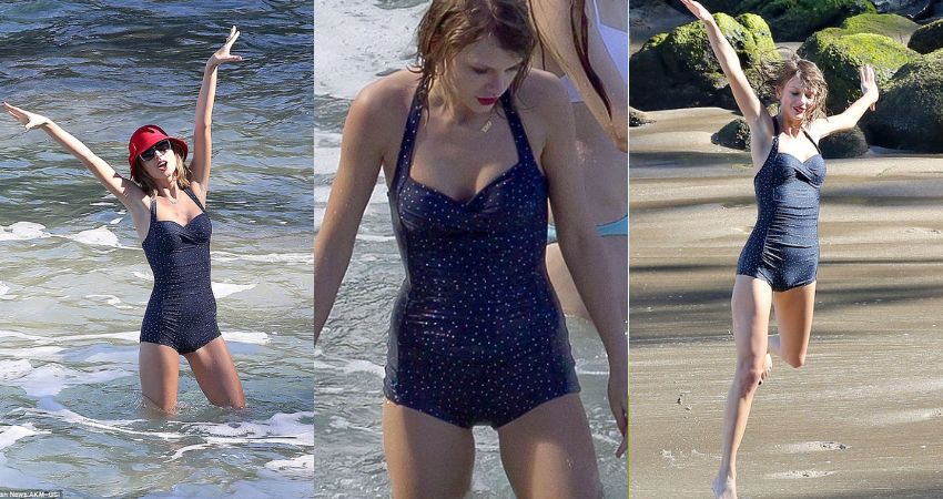 Taylor Swift hits all the right notes in a retro polka dot swimsuit as she soaks up the sun in Hawaii