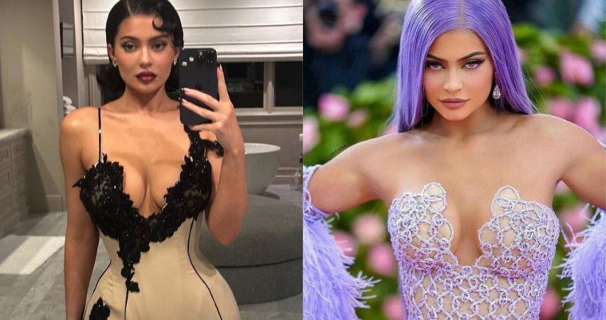 Kylie jenner baby curves plunging dress daughter Stormi