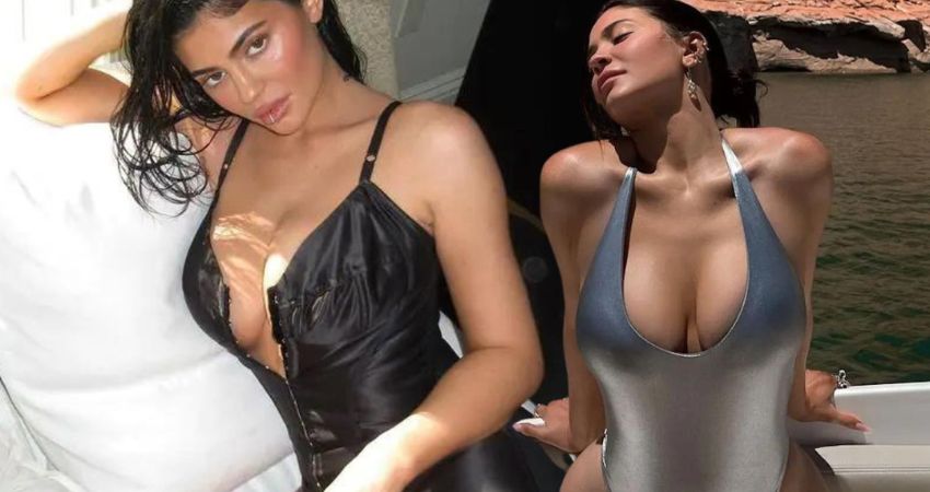 Kylie Jenner Exposes Her Cleavage In A Short Monokini