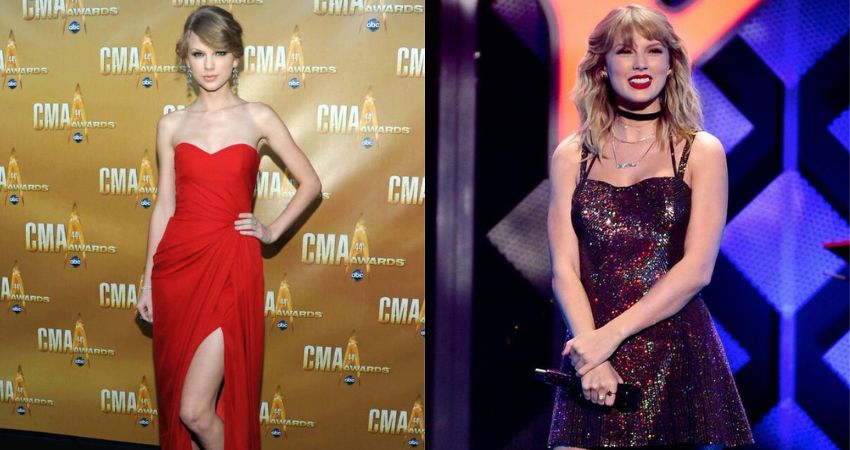 Times When Taylor Swift Flaunted Her Beauty Symbol Collar Bones In Plunging Dresses, While Thigh-High Slits Grab Attention