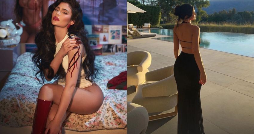 Kylie Jenner goes braless as she shows off her back muscles in a Sєxy low-cut black gown at her $36M LA mansion