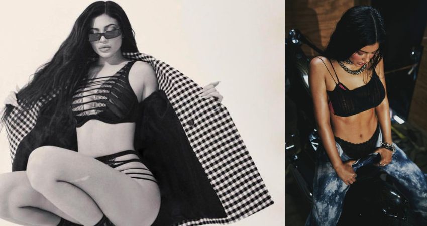 JENNER-OUS Kylie Jenner’s chest spills out of tight corset dress as she poses in sultry pH๏τos for new cosmetics line