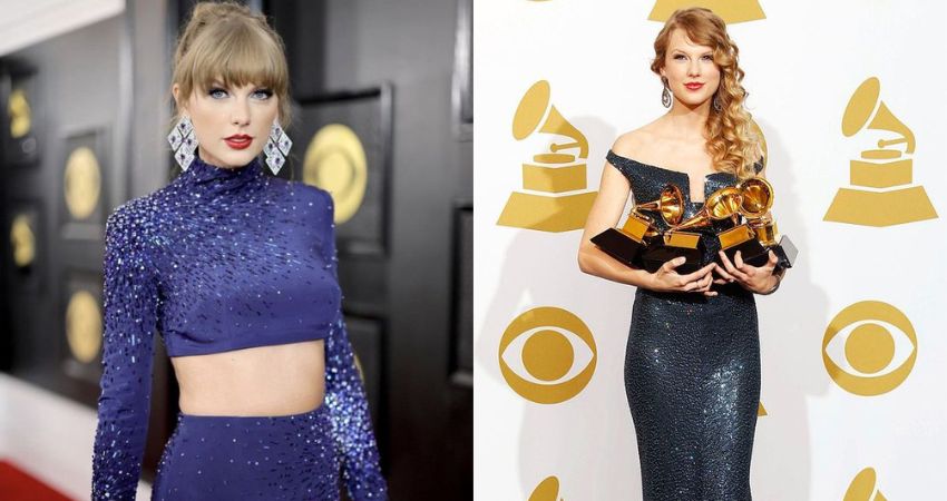 Grammy Awards 2023: Taylor Swift Looks Beautiful in a Shimmery Blue Dress at the Red Carpet (View Pic)