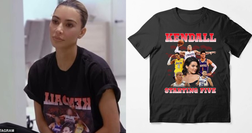 The Kardashians fans go wild over ‘shady’ season three trailer detail as Kim wears a T-shirt with her sister Kendall Jenner’s five NBA player exes