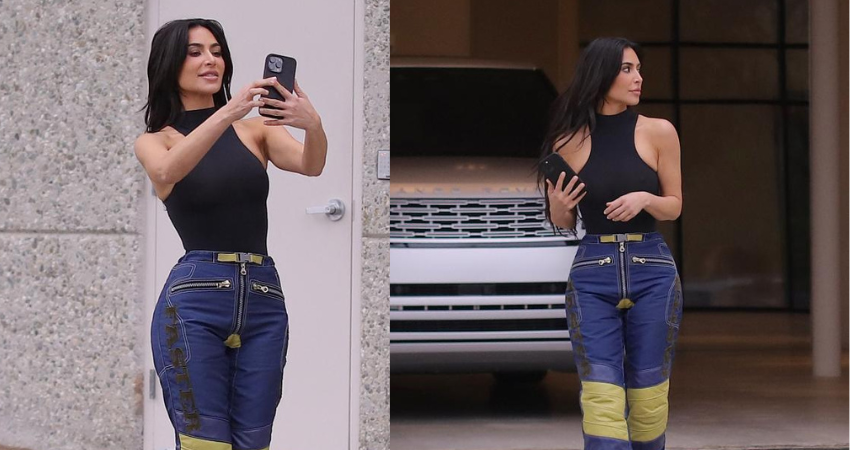 CALLING KIM! Kim Kardashian’s shrinking bum & thin frame drowns in baggy trousers for new pics outside her office