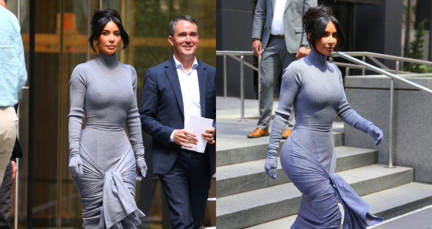 KIM SLIP Kim Kardashian nearly suffers wardrobe malfunction as she shows off her boobs and ʙuтт in skintight dress in new pics