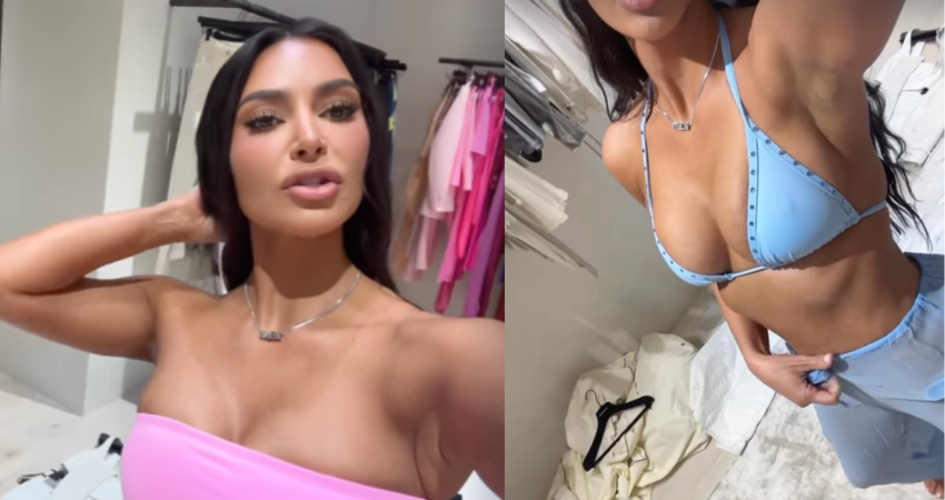 KIM’S SKIN Kim Kardashian pours out of tiny thong Skims ʙικιɴι as she reveals ‘stretch marks’ on her boobs in rare unedited video