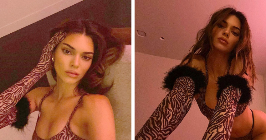 Kendall Jenner Shares Sexy Selfie While Wearing Lacy Lingerie in Bed: ‘Did My Makeup’