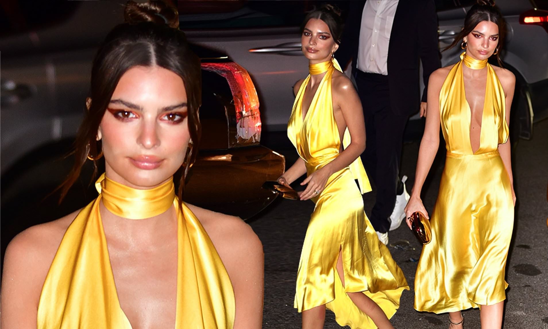 Emily Ratajkowski stuns in plunging yellow dress for Marc Jacobs’ wedding