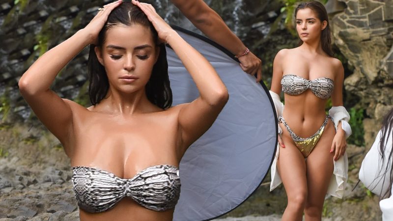 Demi Rose shows off her famous curves in a tiny snakeskin ʙικιɴι during sizzling pH๏τoshoot in Bali