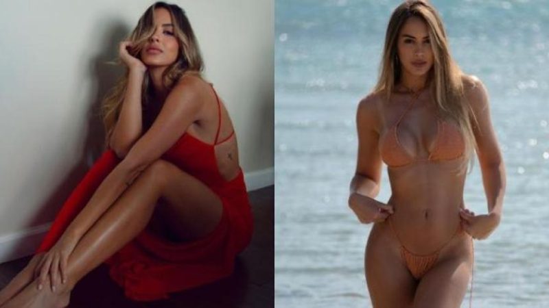 Shannon De Lima turns up the heat as she wows in plunging print swimsuit