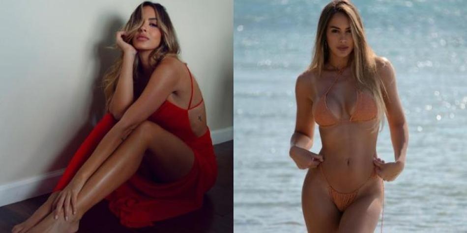 Shannon De Lima turns up the heat as she wows in plunging print swimsuit