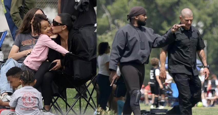 Kim Kardashian and ex-husband Kanye West keep their distance as they co-parent at son Saint’s soccer game