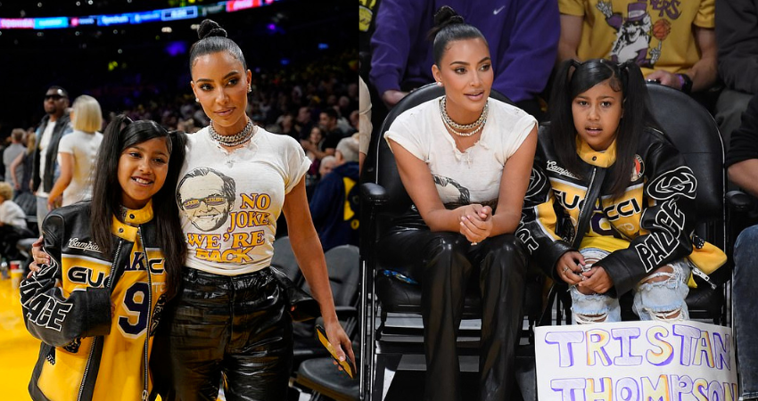 Kim Kardashian holds up homemade sign for Tristan Thompson at Lakers game as she CONTINUES to support sister Khloe’s love rat ex-boyfriend despite his philandering and paternity scandal