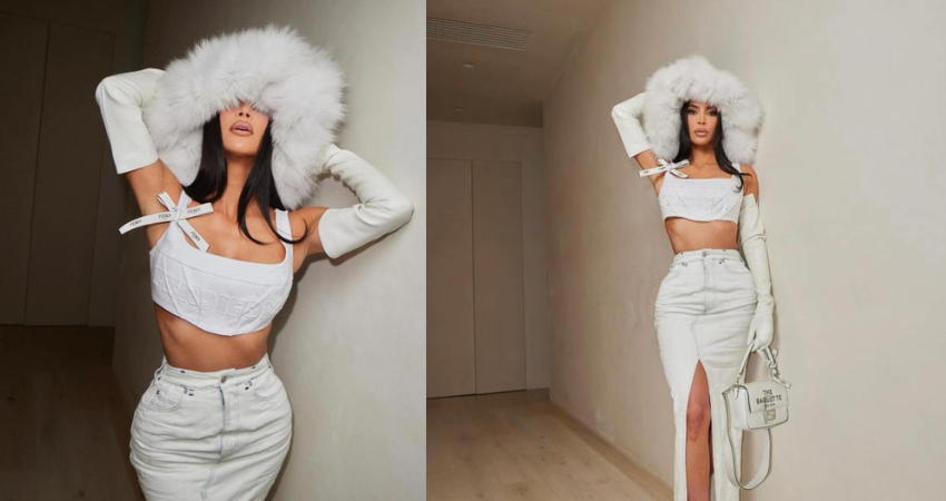 WHITE HOT Kim Kardashian flaunts her ultra tiny waist in white crop top and denim skirt for new pH๏τos after major weight loss