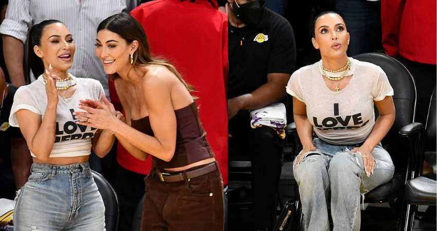 No jocks allowed! Singleton Kim Kardashian declares she ‘loves NERDS’ after THOSE famous failed romances… as she joins celebs at LA Lakers vs. Golden State Warriors