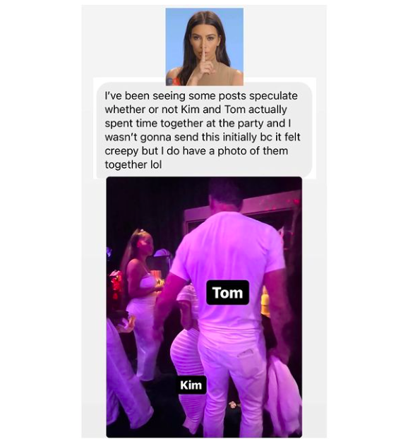 Kim Kardashian and Tom Brady pictured together at Michael Rubin’s Fourth of July white party