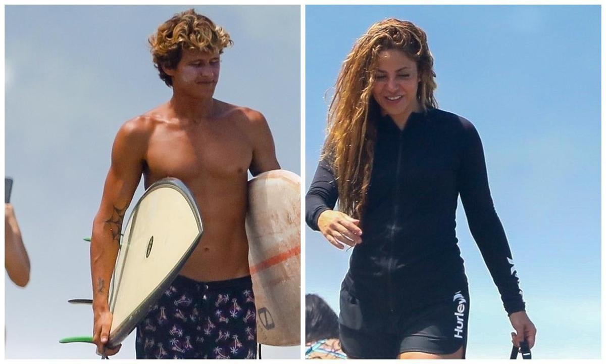 SHAKIRA IS HELPED BY HANDSOME SURF INSTRUCTOR AFTER FALLING OFF SURFBOARD