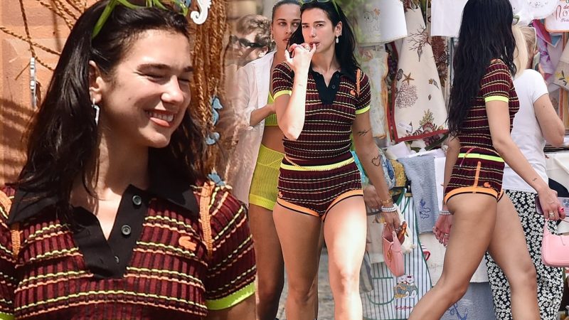 Dua Lipa puts on VERY cheeky display in skimpy shorts as she shows off her pert derrière: ‘Sun bum’