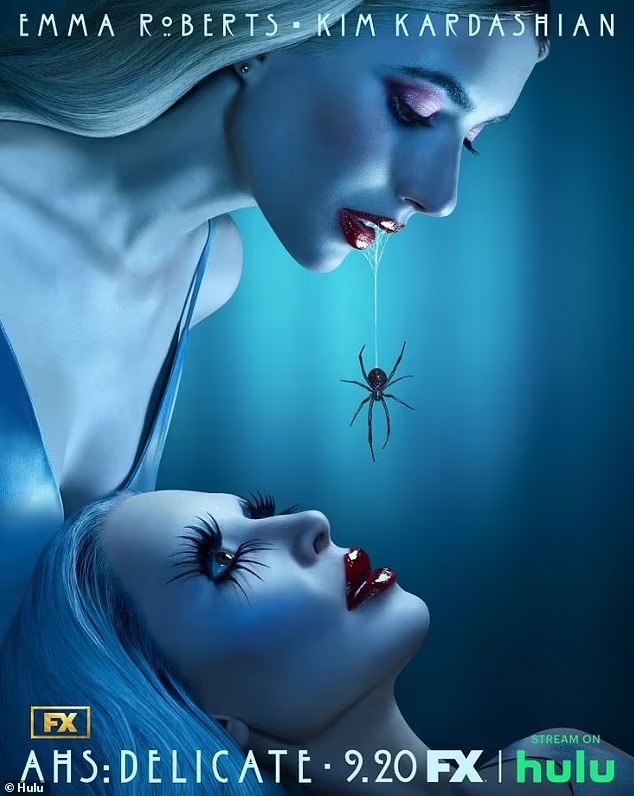 Emma Roberts and Kim Kardashian star in creepy spider-infested scene on latest poster for American Horror Story: Delicate