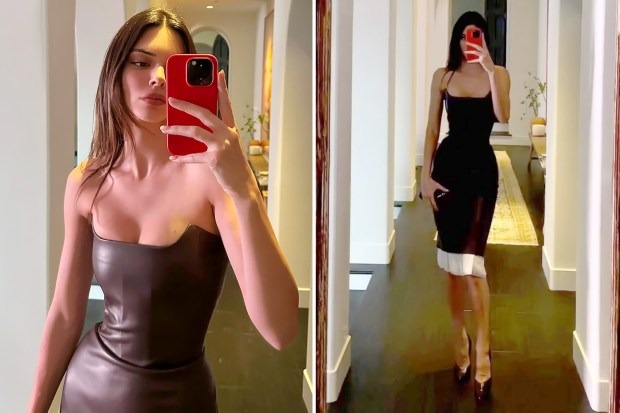 Kendall Jenner shows off tiny figure in skintight leather dress after she sparks concerns her body is ‘too thin’