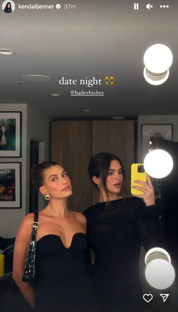 ‘DATE NIGHT’ Hailey Bieber rocks tight black dress on ‘date night’ with Kendall Jenner in new pH๏τos as fans think model is pregnant