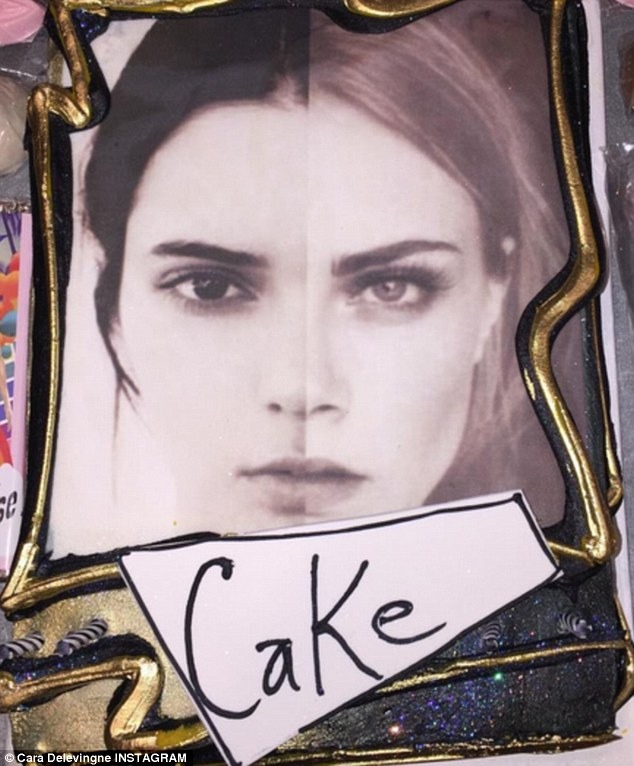 ‘A CaKe for my CaKe’: Cara Delevingne treats BFF Kendall Jenner to naughty treat as they spend model’s 20th birthday apart