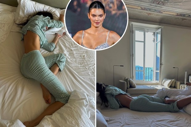 BEDHEAD Kendall Jenner goes braless in new risque bedroom pH๏τo as she rolls around in bed at H๏τel in Lake Como