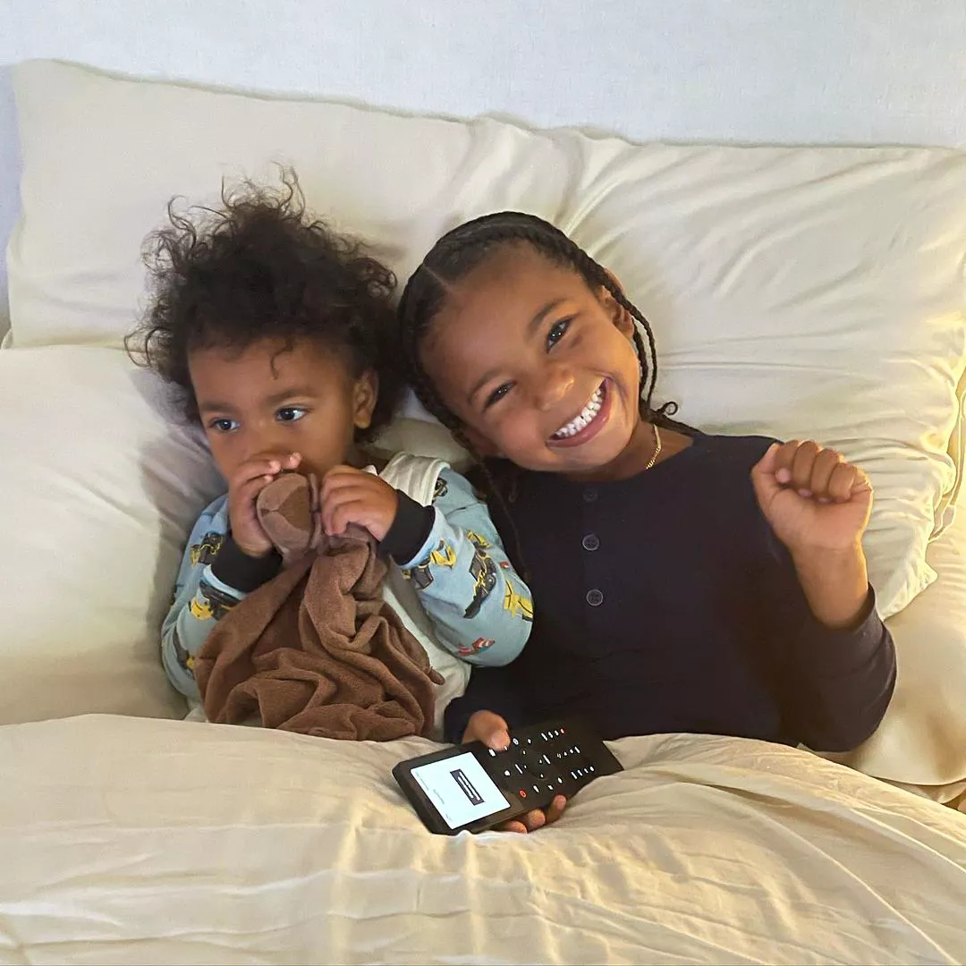 Kim Kardashian FaceTimes Sons Psalm and Saint in American Horror Story Makeup: ‘Do You Think I Look Scary?’