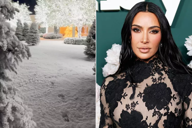 Kim Kardashian Gives a Tour of Her Snow-Covered Yard Following Annual Family Christmas Bash