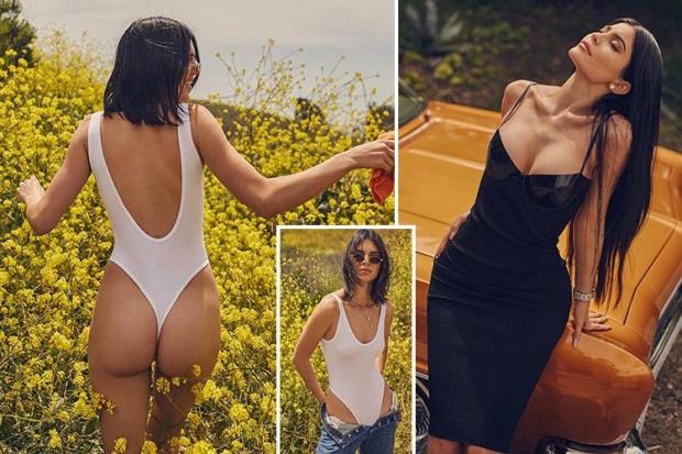 WHITE HOT Kendall Jenner flashes her bum in a white thong swimsuit as sister Kylie models a little black dress from their joint range