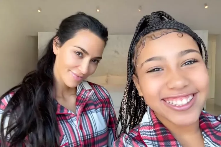 Kim Kardashian and Daughter North West Wear Matching Christmas Pajamas in Festive TikTok