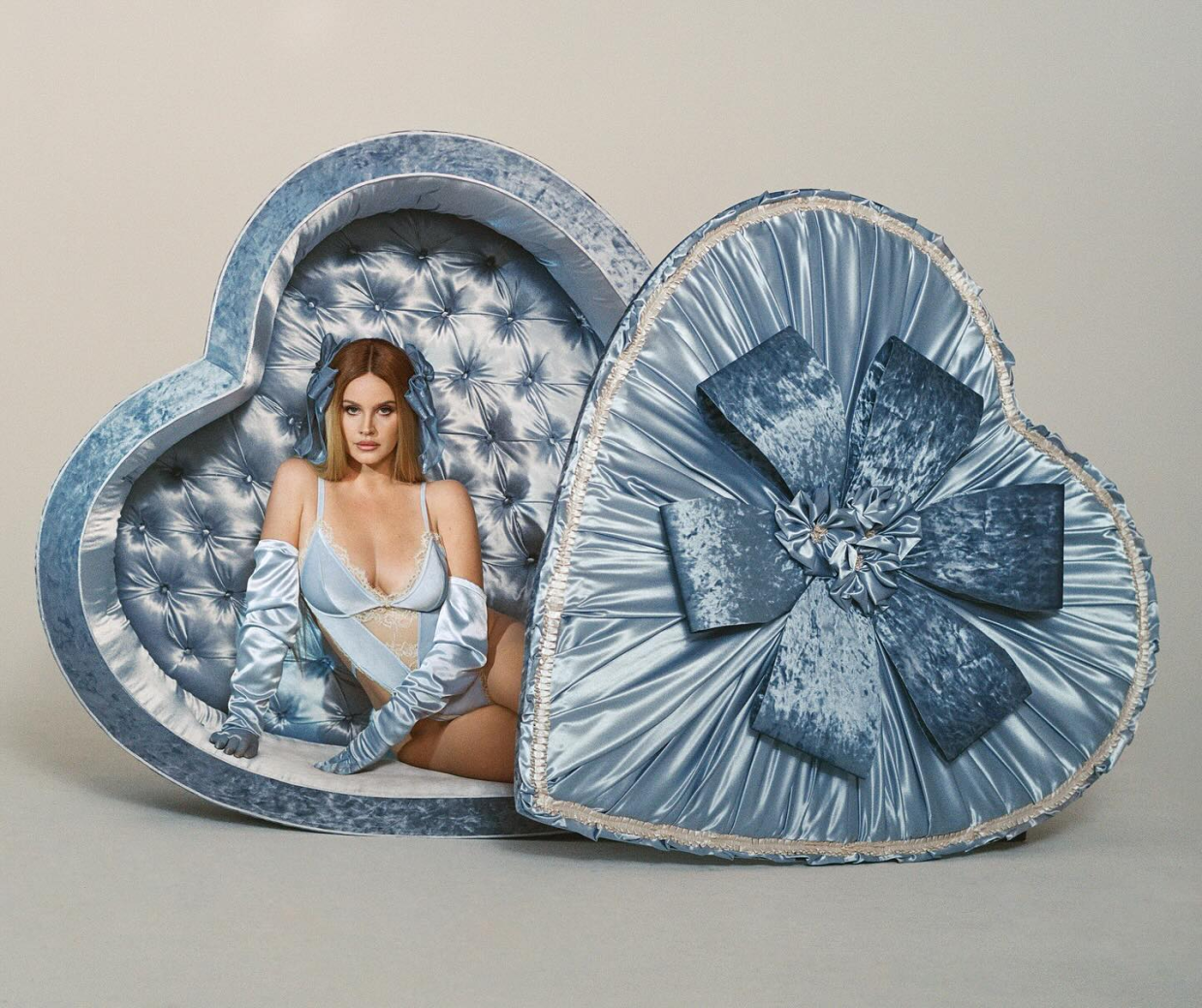 A LOTTA DEL REY Lana Del Rey dons just tiny blue and pink lingerie for Kim Kardashian’s Skims Valentine’s Day campaign