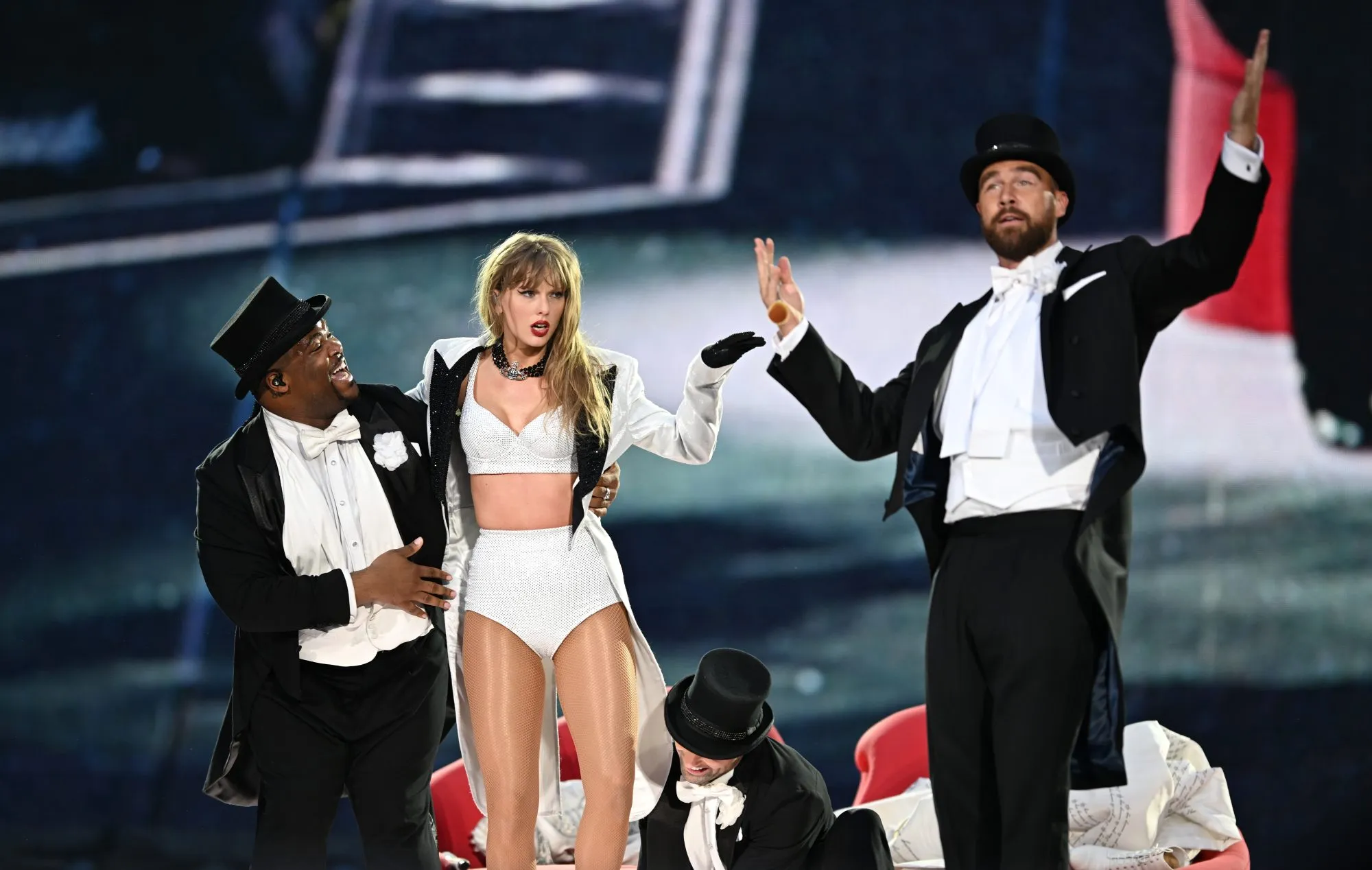 Donna Kelce shares Eras Tour clip of Travis Kelce and Taylor Swift onstage in London: ‘SOS’