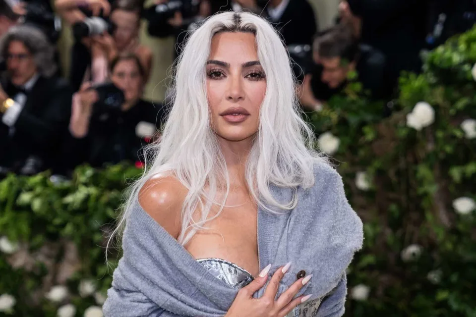 Kim Kardashian Debuts Dramatic New Platinum White Basket Braids