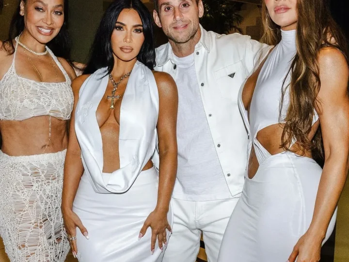 DARE TO BARE Kim Kardashian wears barely-there halter top for Mike Rubin’s Hamptons White Party with sister Khloe after feud