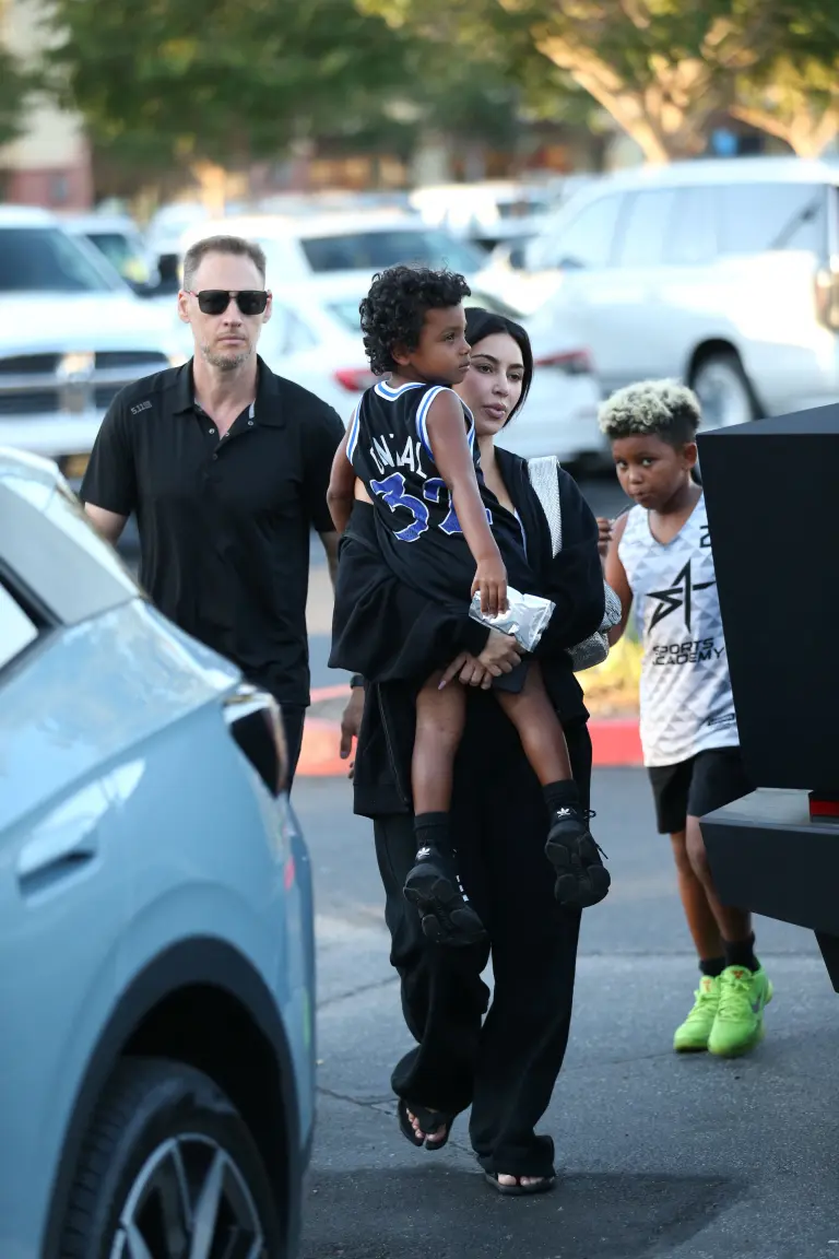 Makeup-free Kim Kardashian ditches glam for casual outing with sons Saint, 8, and Psalm, 6, at burger jointd