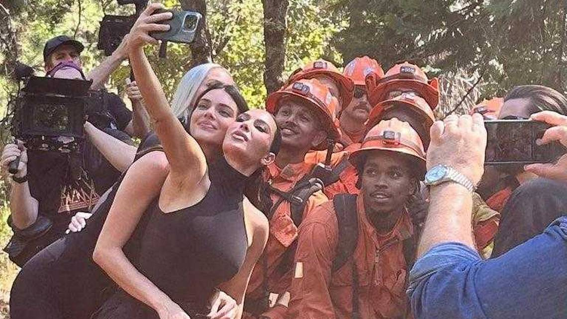 Kim Kardashian, Kendall Jenner visit inmate firefighting crews in Northern California